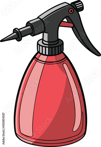  Red spray bottle, black nozzle and handle, pressure sprayer, gardening tool, household cleaner,