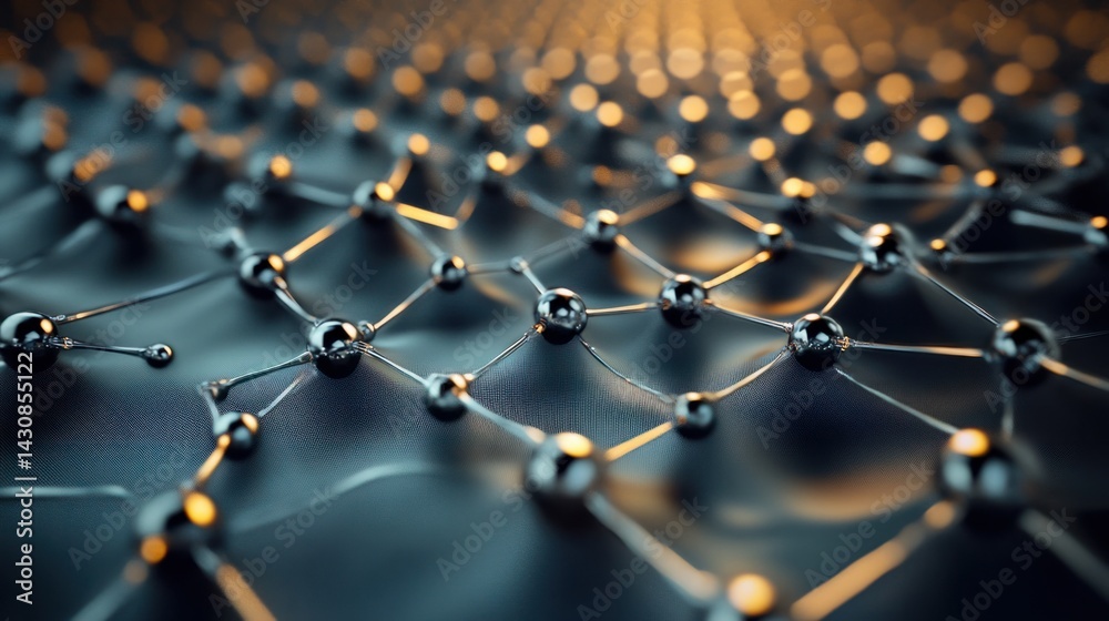 Fototapeta premium Abstract Network of Connected Dots and Lines in a Futuristic Setting