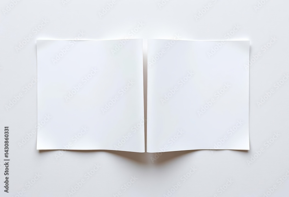 Clean white paper folded into fourths, textured background, surface, folds Clean white paper folded into fourths, textured background, surface, folds