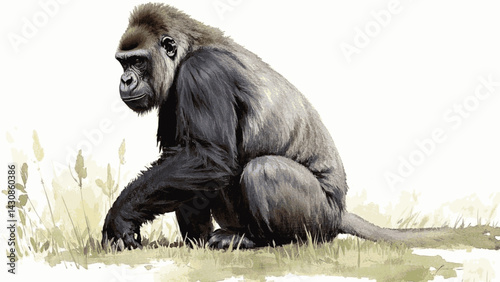 Jungle Veil gorilla isolated watercolor vector illustration svg