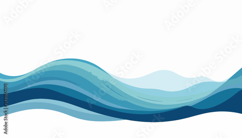 Abstract ocean waves in blue and turquoise, minimalist design