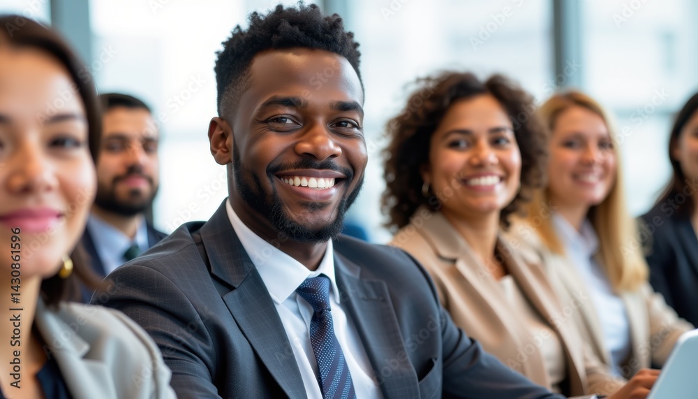 Obraz premium Team meeting highlights strengthened collaboration and engagement in a corporate environment