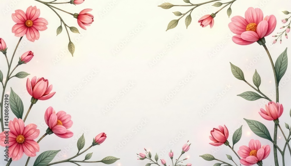 Fototapeta premium Subtle floral motif, pastel hues, delicate lines, spring, twitter