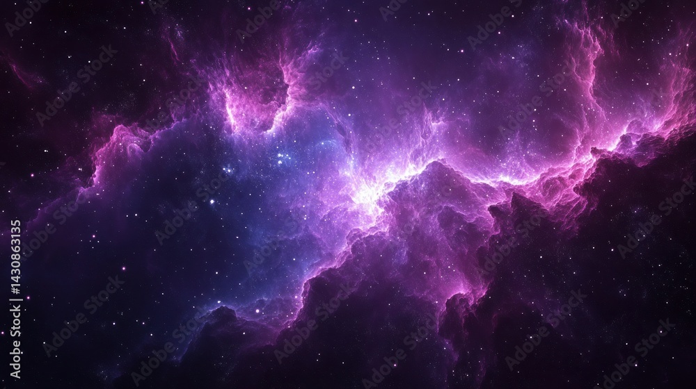 Fototapeta premium Nebulae of vibrant cosmic colors. Vast expanse of space, swirling clouds of gas and dust, scattered stars, deep space, celestial bodies