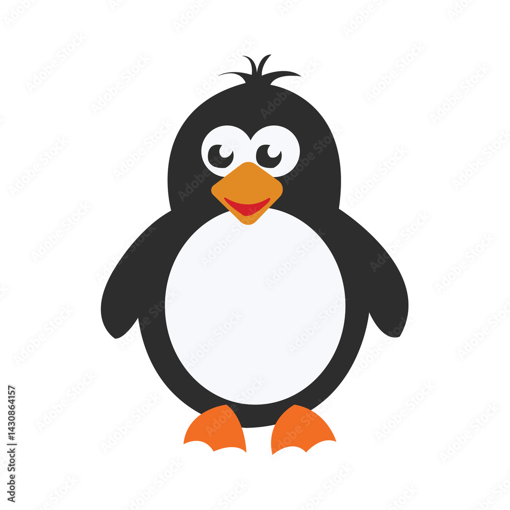 Fototapeta premium Penguin with Tuft Hair – Cute Vector Illustration
