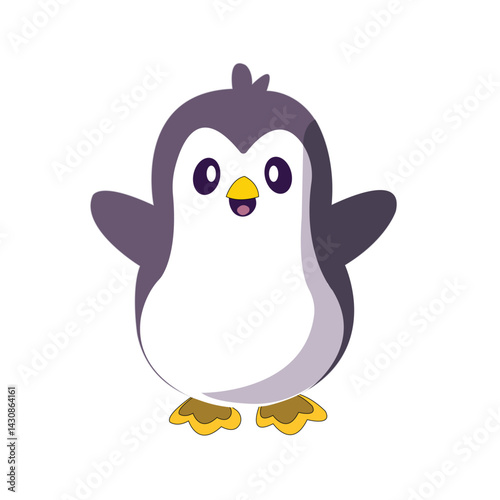 Cartoon Penguin with Open Arms – Flat Vector Character

