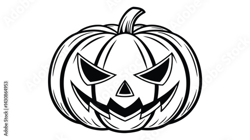 Scary Jack-O'-Lantern Pumpkin Halloween Illustration