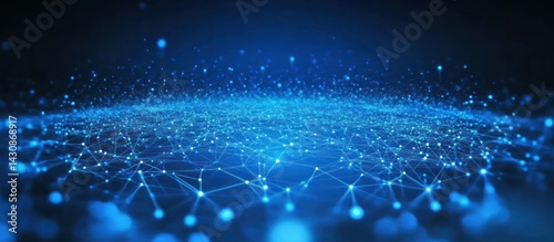 Abstract Network Connection: Digital Blue Nodes and Lines