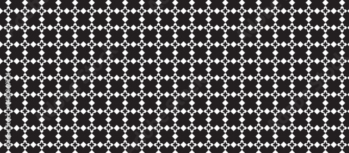 Black and White Diamond Cross Pattern – Geometric Grid Tile, Symmetrical Repeating Design for Textures, Wallpaper, and Fabric Prints