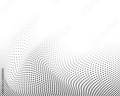 Random wavy square halftone pattern. Dotted repetitive circle abstract background. Modern digital and print pattern texture. AI technology dotted pattern. Vector illustration editable background.