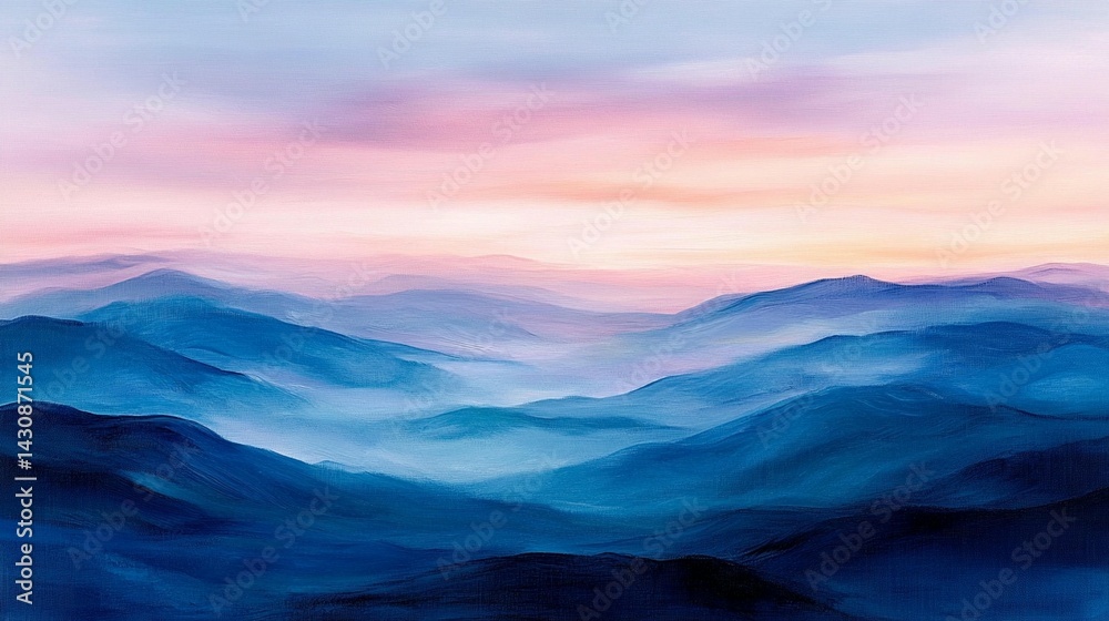Obraz premium Misty Mountain Sunset Landscape