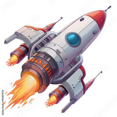 Rocket acceleration isolated on white 