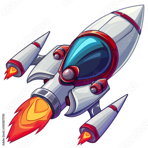 Rocket acceleration on a white background 