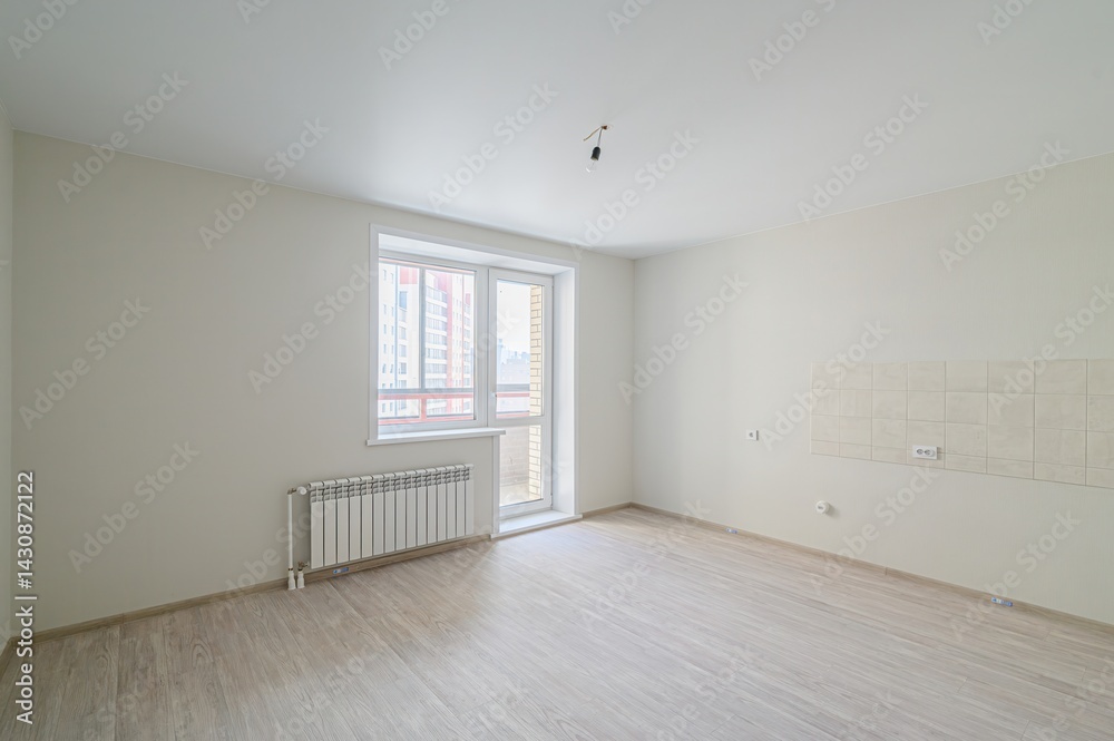 Obraz premium standard room interior apartment. view kind of decor home decoration in hostel house for sale. empty room renovated
