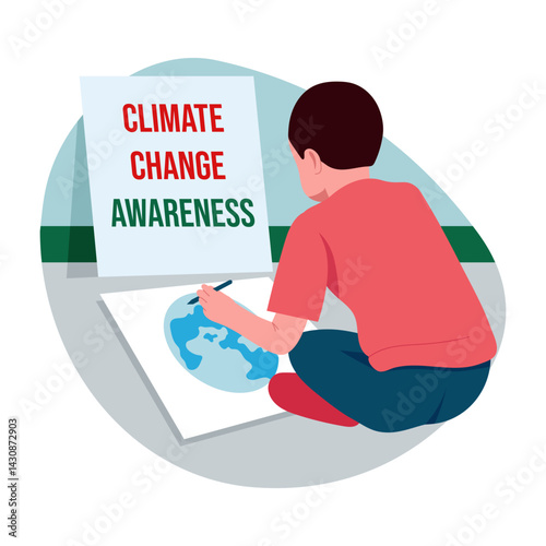 A character writing protest signs, flat style illustration
