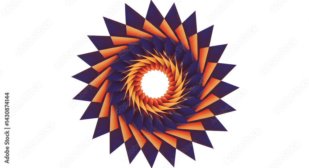 Naklejka premium Geometric Vortex Illusion with Triangular Elements Creates Dynamic Visual Effect