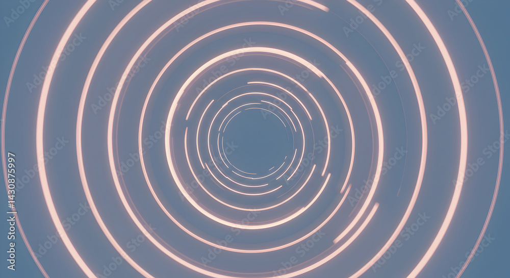 Naklejka premium Abstract Circular Motion Background With Glowing Concentric Lines Pattern