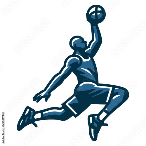 basketball player dunking shooting vector illustration graphic design isolated on white background.
