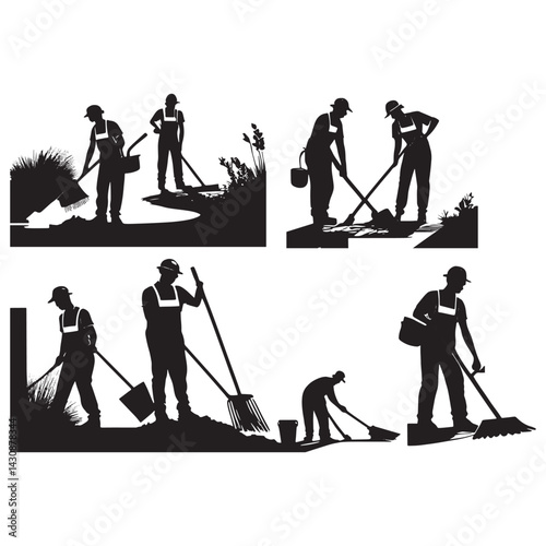 silhouettes of labor working vector
