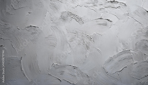 Gray textured surface. Silver color pattern background. Rough strokes form abstract lines. Metallic sheen on uneven material. A cool palette makes a sleek design.