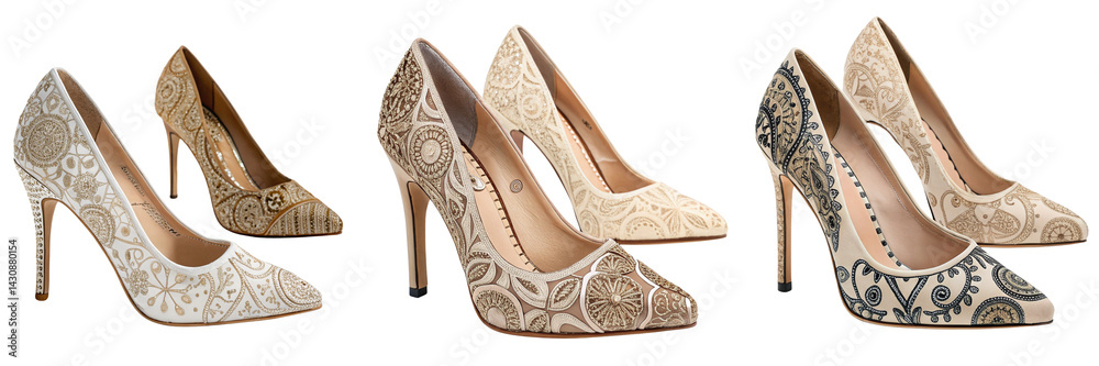 Obraz premium Set of A heels with design isolated on a transparent background
