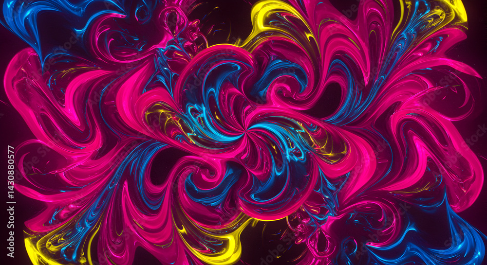 Vibrant Psychedelic Swirls Painting With Fluid Movement And Symmetrical Arrangement Vibrant Psychedelic Swirls Painting With Fluid Movement And Symmetrical Arrangement