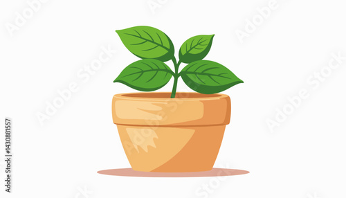 Vibrant basil plant in a wooden pot, nature's freshness