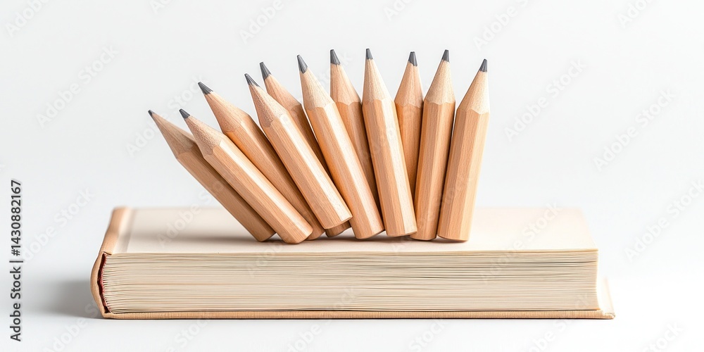Obraz premium Pencils Balanced on a Closed Book Ready for Learning