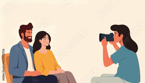 Happy couple posing for a photoshoot, joyful moments
