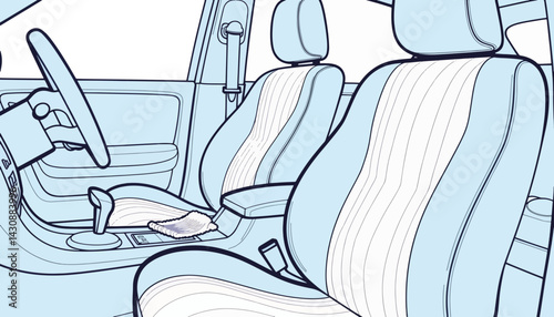 Car upholstery deep cleaning illustration, cleanliness concept