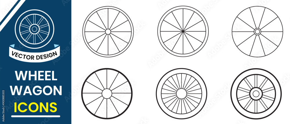 Wheel wagon vector icon set. Set of Wooden wheel, cartwheel isolated on white background. Wooden wagon wheel sign and symbol design with editable stroke. Vector illustration. Wheel wagon vector icon set. Set of Wooden wheel, cartwheel isolated on white background. Wooden wagon wheel sign and symbol design with editable stroke. Vector illustration.