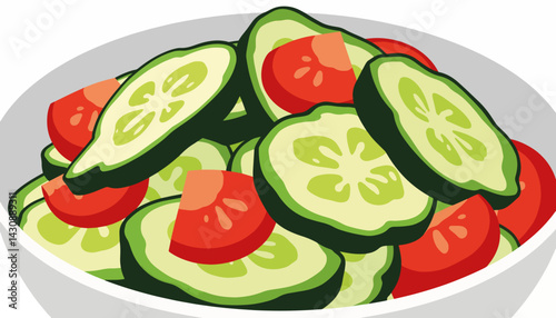 Vibrant cucumber and tomato salad in white bowl, fresh nutrition