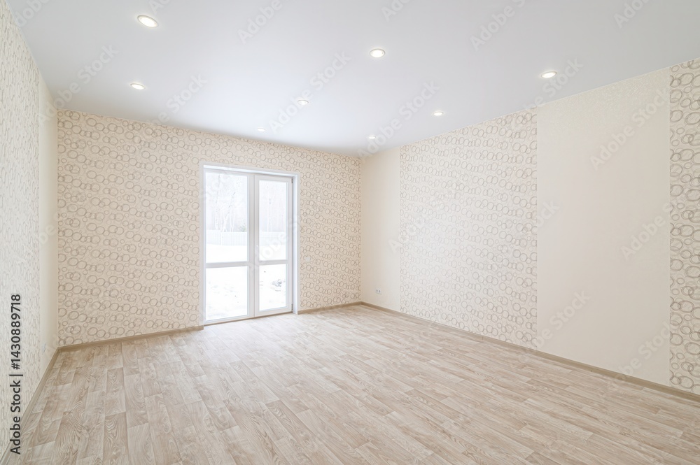 Obraz premium standard room interior apartment. view kind of decor home decoration in hostel house for sale. empty room renovated