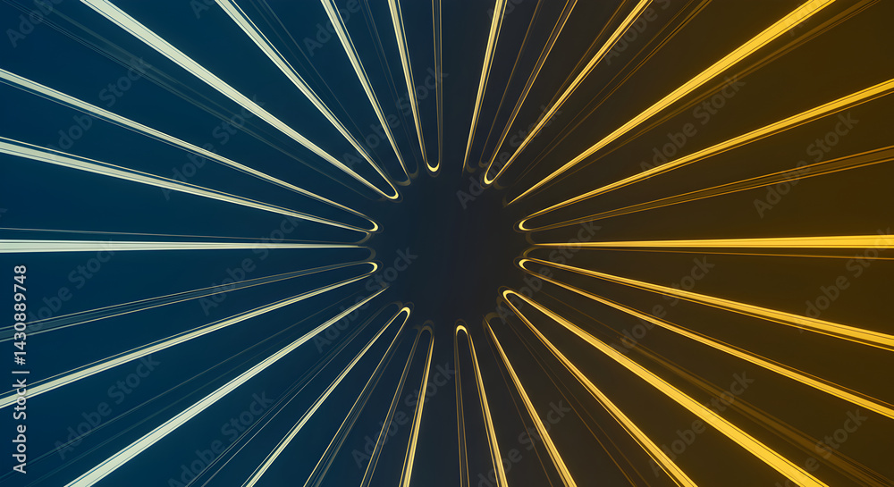Obraz premium Abstract Blue And Gold Light Trails Leading To A Central Vortex