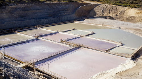 Obraz na płótnie Brine pools for lithium extraction process in a salt flat Generative AI w salonie