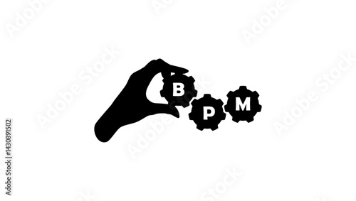 Business process management, black isolated silhouette