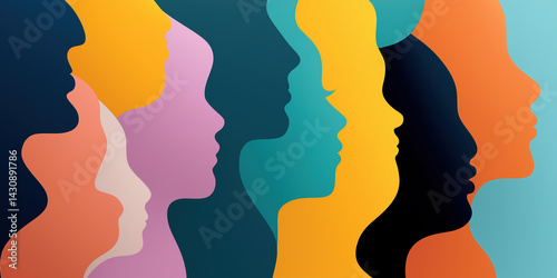 Colorful profile silhouettes showing diversity and inclusion.
