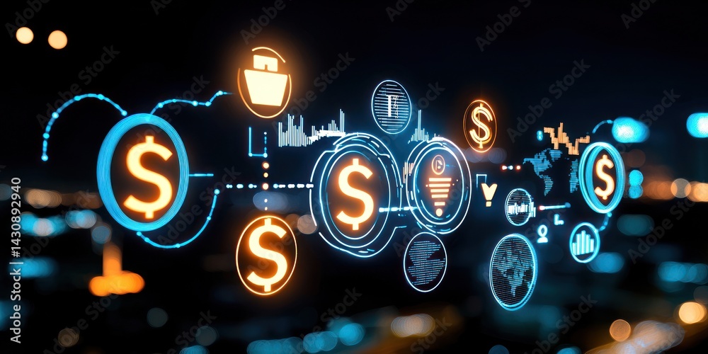 Global Finance Digital Network System Visual Global Finance Digital Network System Visual