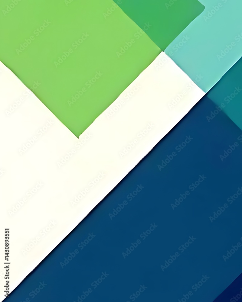 Abstract Geometric Color Block Design: Green, Blue, and White Abstract Geometric Color Block Design: Green, Blue, and White