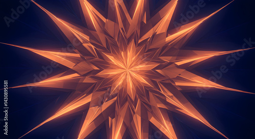 Abstract Orange Starburst Design With Sharp Geometric Elements Radiating From Center