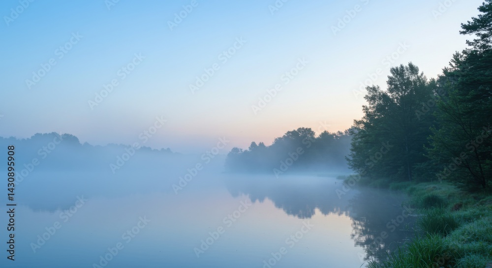 Fototapeta premium Foggy Lake at Dawn