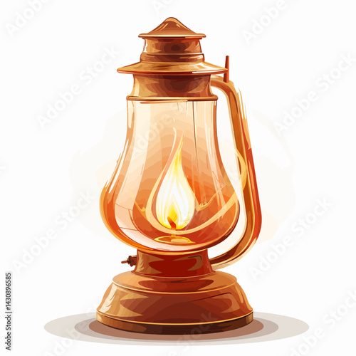 Oil lamp isolated white background 