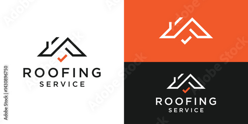 Free Download Creative roofing service logo template. Roof with check mark logo design vector illustration. - GFXLoad