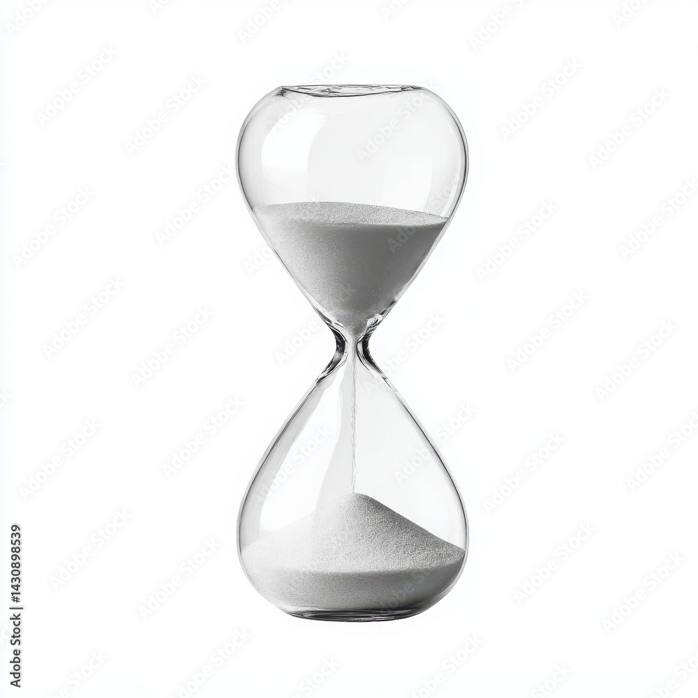 Hourglass with sand falling down isolated on white background Hourglass with sand falling down isolated on white background