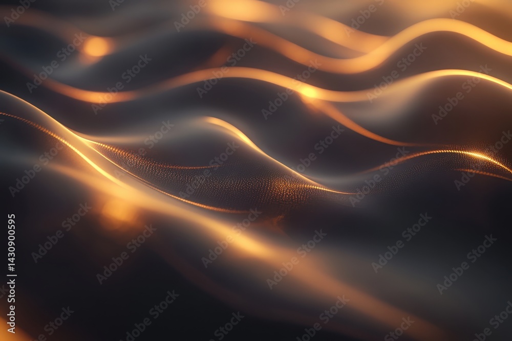 Fototapeta premium Light dances across flowing waves of fabric in a gentle, warm ambiance