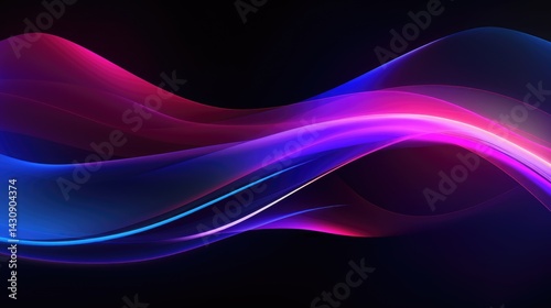 Wallpaper Mural Abstract background with curved lines and glowing neon light in blue and purple colors, banner design for presentation or poster on digital technology.  Torontodigital.ca