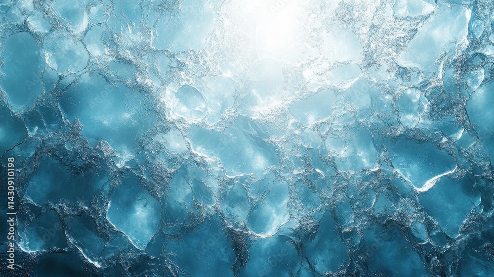 Fototapeta premium Abstract Glacial Ice Texture Background Cool Blue Icy Surface Detail