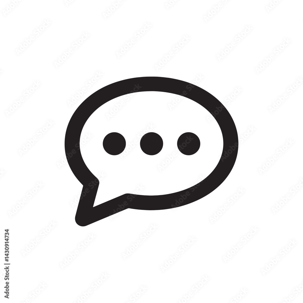 Icon of a Speech Bubble with Three Dots Representing Messaging, Communication, and Chat Interaction for Social Media, Customer Support, Editable Vector Illustration Isolated on a White Background Icon of a Speech Bubble with Three Dots Representing Messaging, Communication, and Chat Interaction for Social Media, Customer Support, Editable Vector Illustration Isolated on a White Background