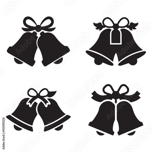 Christmas bells silhouette vector illustration