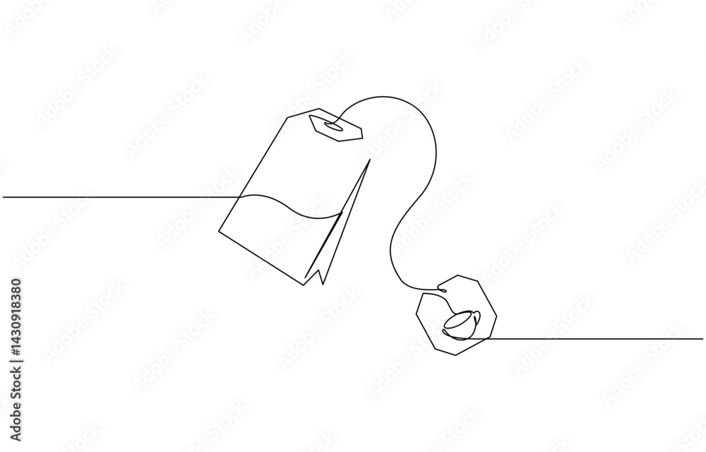 One continuous line drawing of paper tea bag, Discount tag icon line continuous drawing, Discount tag icon line continuous drawing vector. One line price tag icon vector background. One continuous line drawing of paper tea bag, Discount tag icon line continuous drawing, Discount tag icon line continuous drawing vector. One line price tag icon vector background.